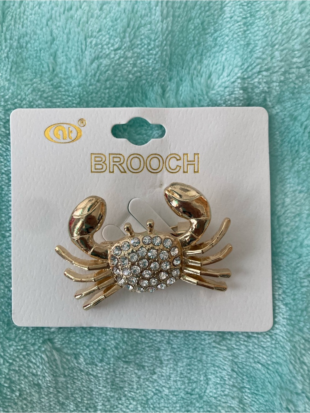 Mint NWT Classy Coastal Beach Gold Crab Rhinestone Brooch for Women